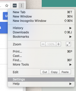 Google Chrome menu to access settings